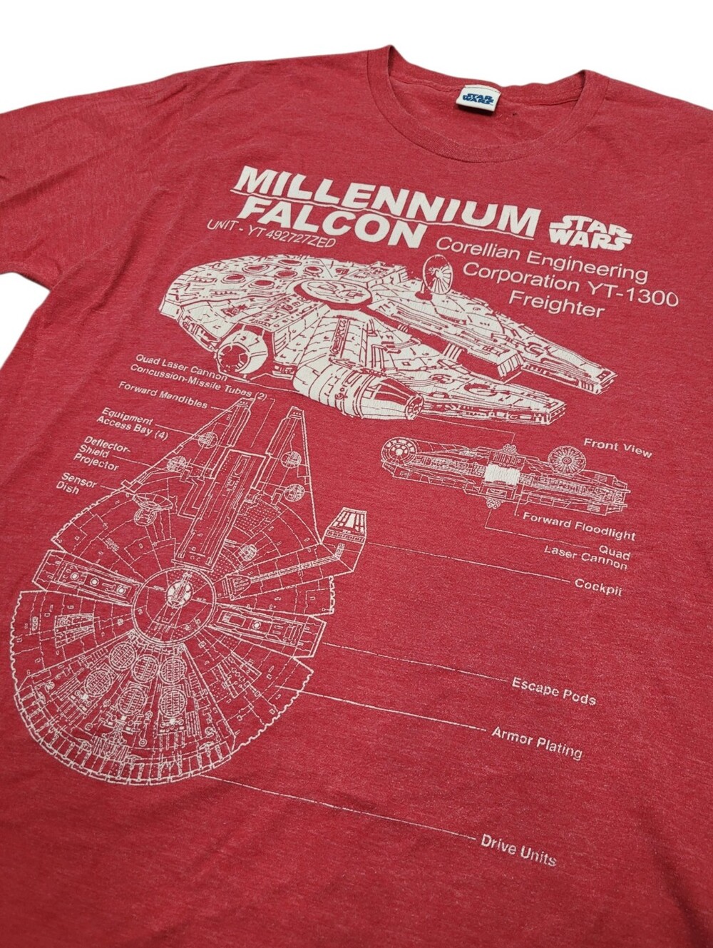 Star Wars Red Millennium Falcon Tee T-shirt Top Size: M